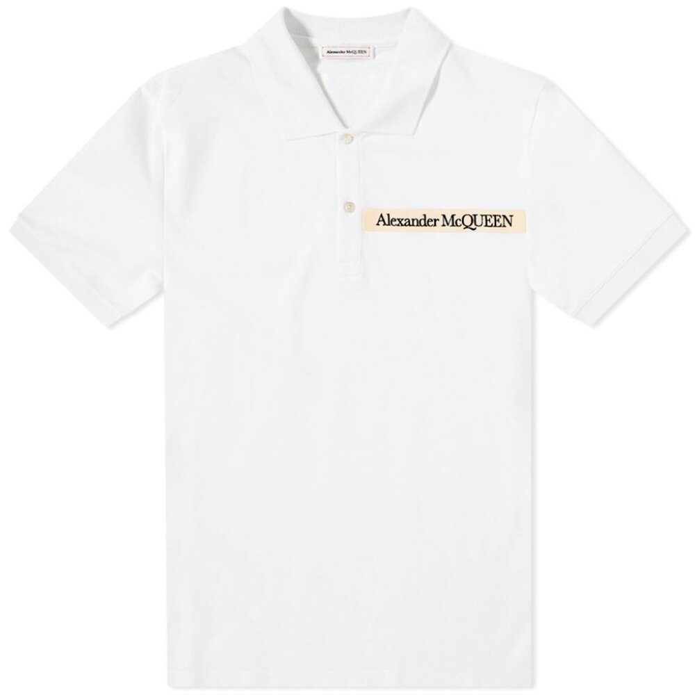 NWT Alexander McQueen Logo-Tape Slim Fit White Polo Size L $395.00 *Sold Out*